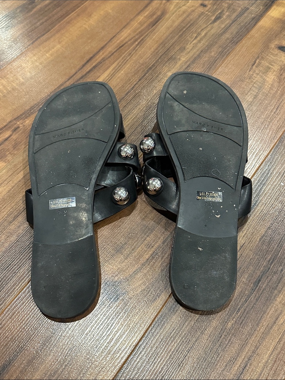 Black Slide Sandals with Silver Studs - Picture 5 of 5